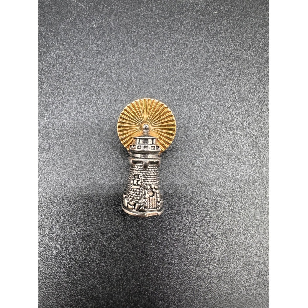 Avon Lighthouse Lapel Pin Silver Tone Gold Tone Nautical Maritime Tie Tack